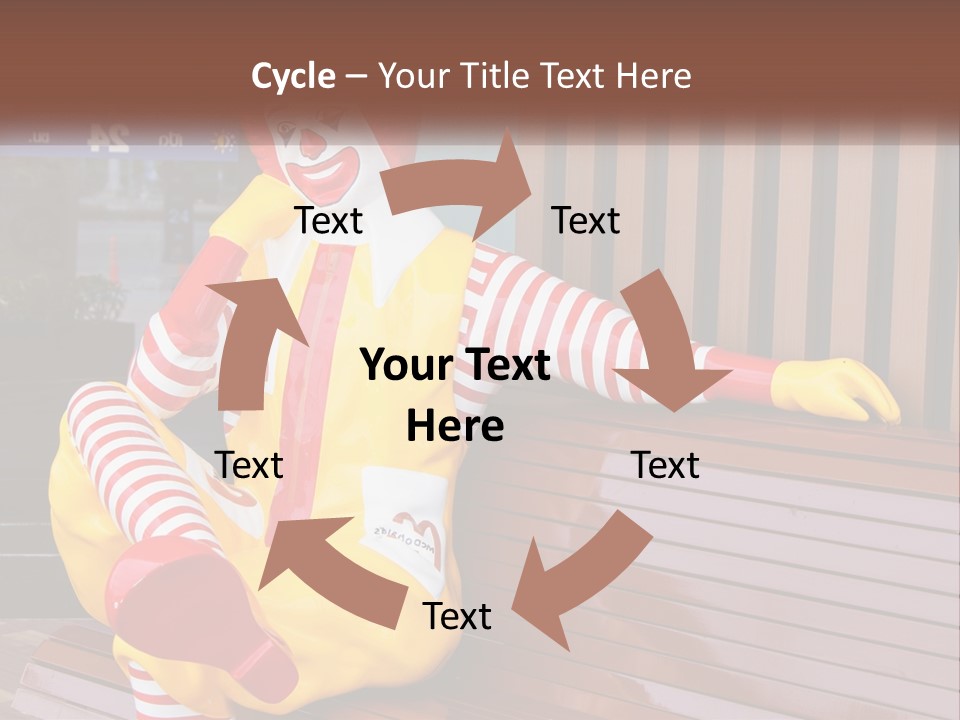 A Clown Sitting On A Bench In Front Of A Building PowerPoint Template