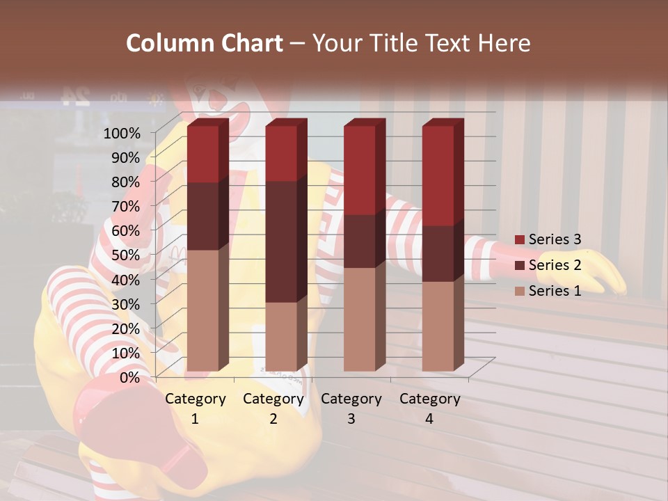 A Clown Sitting On A Bench In Front Of A Building PowerPoint Template