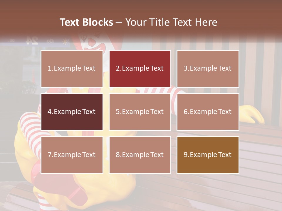 A Clown Sitting On A Bench In Front Of A Building PowerPoint Template