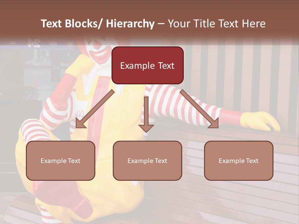 A Clown Sitting On A Bench In Front Of A Building PowerPoint Template