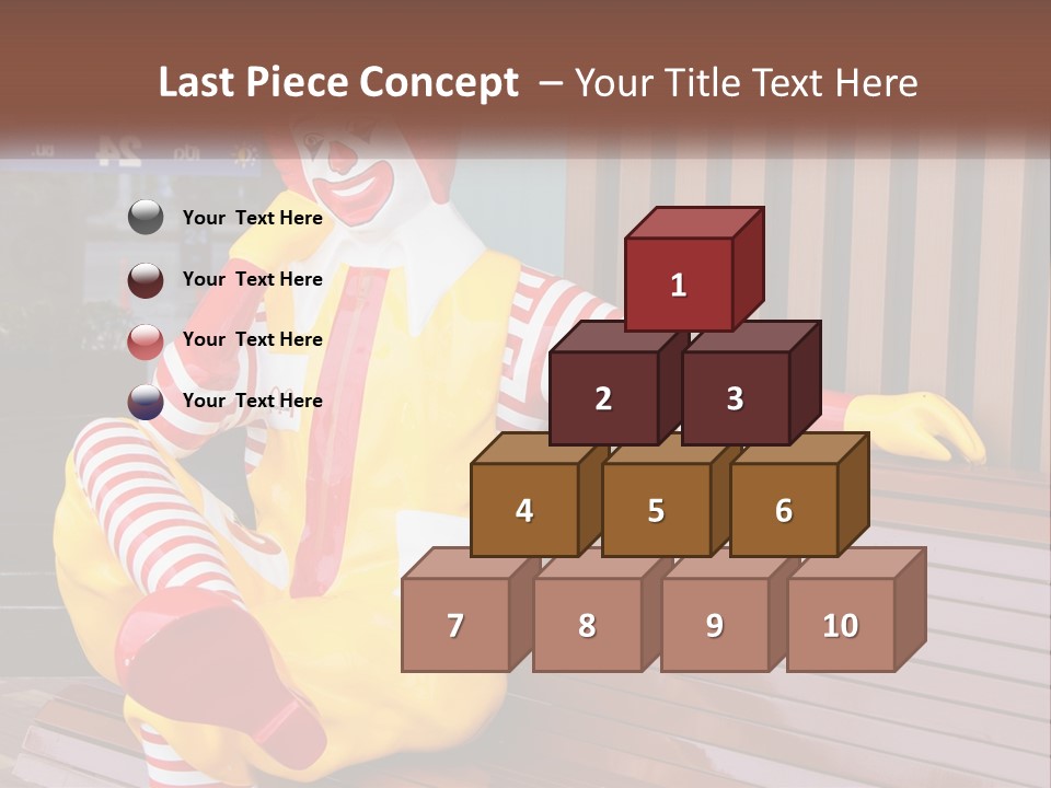 A Clown Sitting On A Bench In Front Of A Building PowerPoint Template