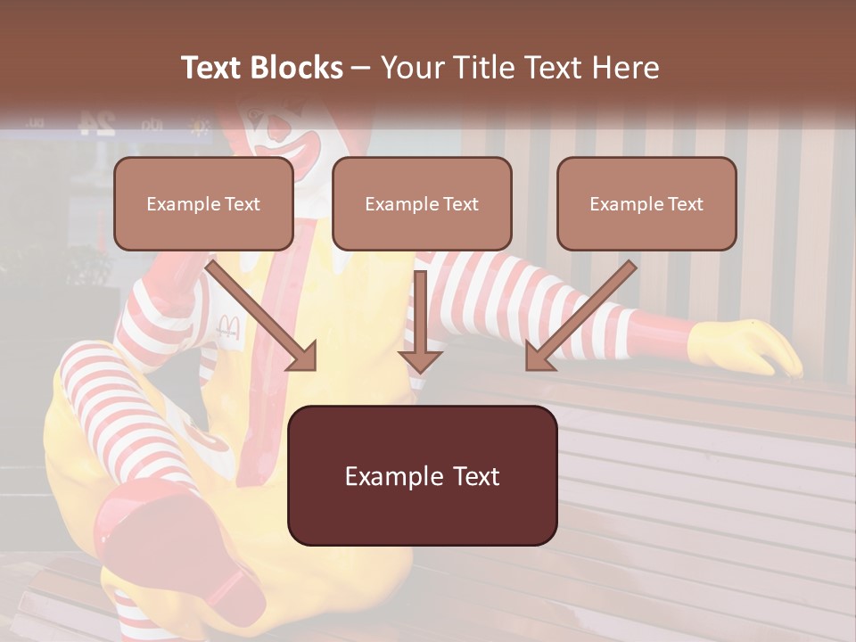 A Clown Sitting On A Bench In Front Of A Building PowerPoint Template