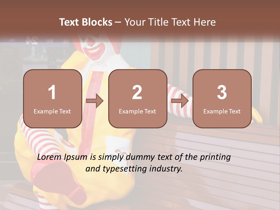 A Clown Sitting On A Bench In Front Of A Building PowerPoint Template