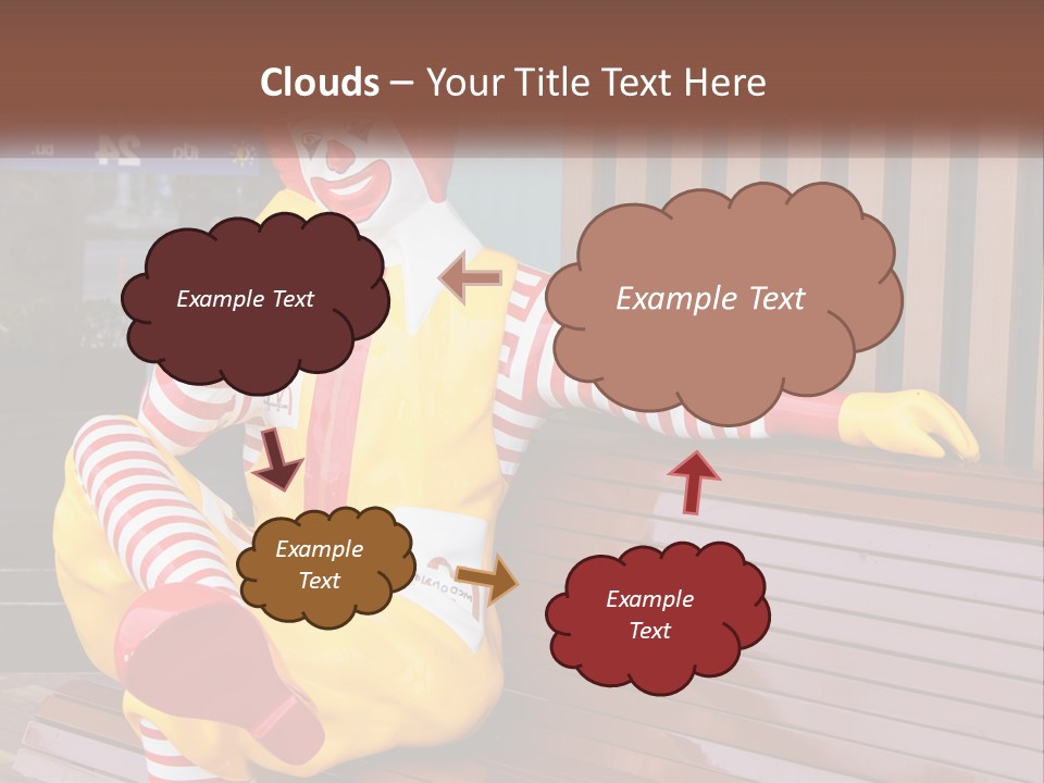 A Clown Sitting On A Bench In Front Of A Building PowerPoint Template
