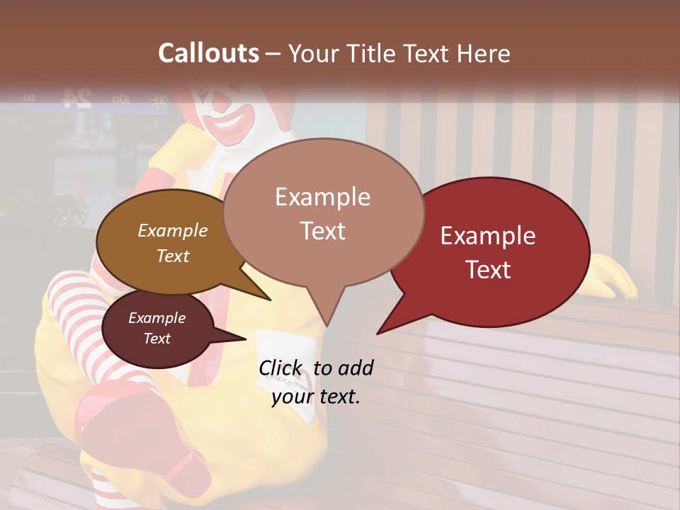 A Clown Sitting On A Bench In Front Of A Building PowerPoint Template