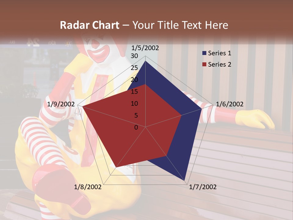 A Clown Sitting On A Bench In Front Of A Building PowerPoint Template