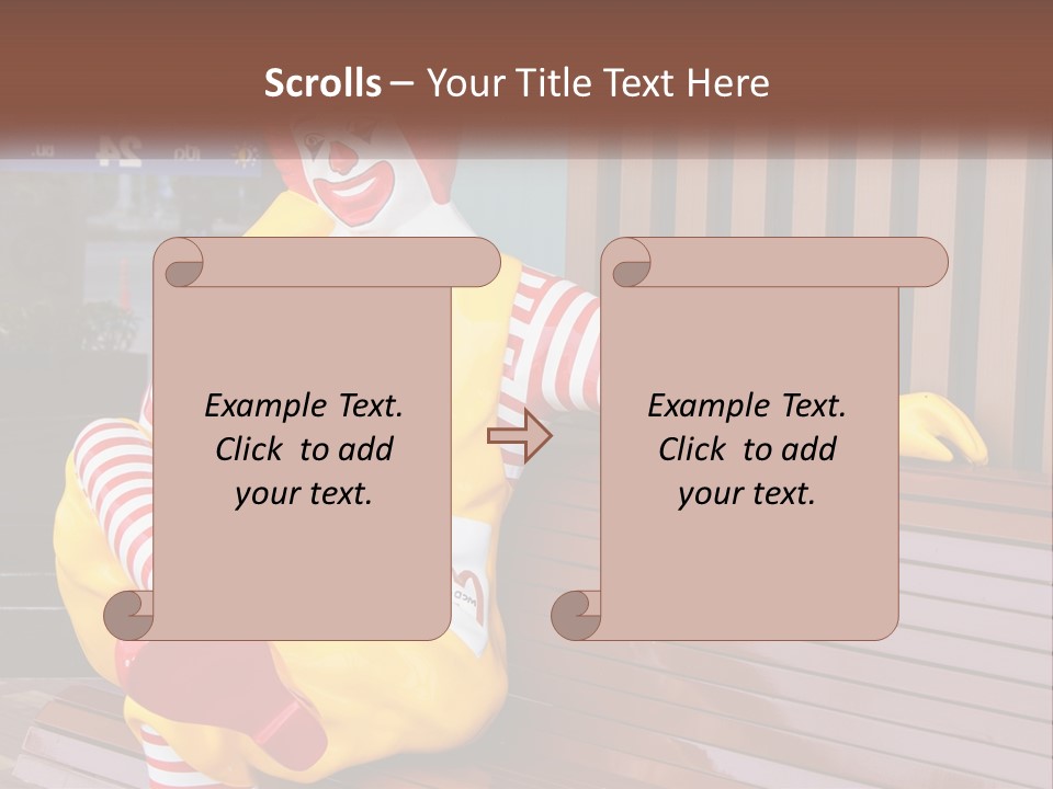 A Clown Sitting On A Bench In Front Of A Building PowerPoint Template