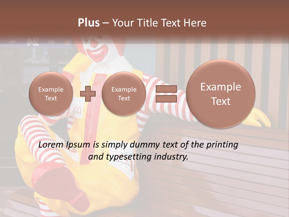 A Clown Sitting On A Bench In Front Of A Building PowerPoint Template