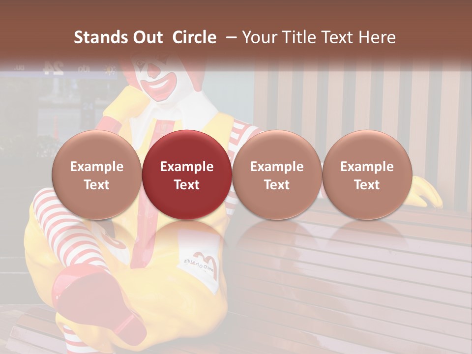 A Clown Sitting On A Bench In Front Of A Building PowerPoint Template