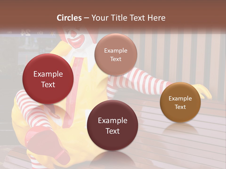 A Clown Sitting On A Bench In Front Of A Building PowerPoint Template