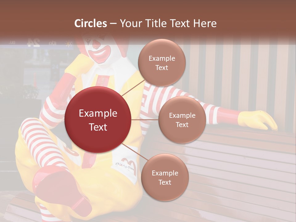 A Clown Sitting On A Bench In Front Of A Building PowerPoint Template