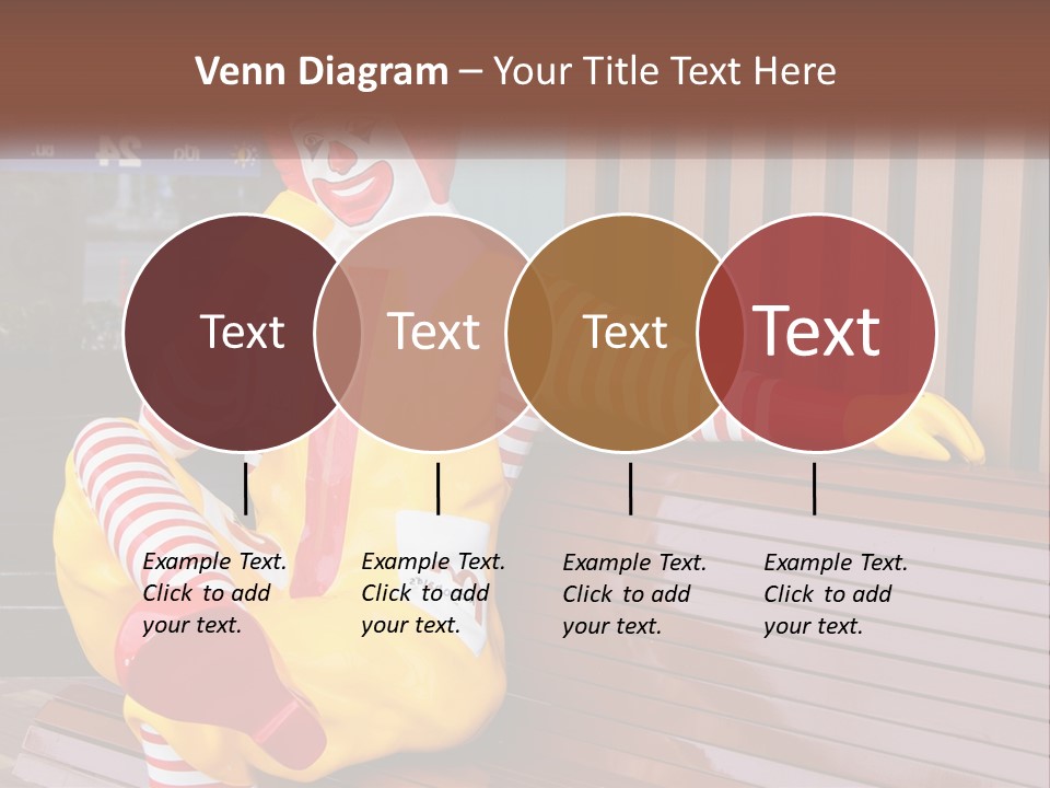 A Clown Sitting On A Bench In Front Of A Building PowerPoint Template