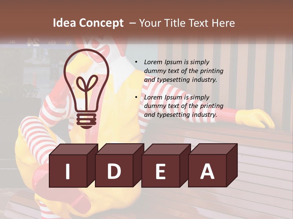 A Clown Sitting On A Bench In Front Of A Building PowerPoint Template