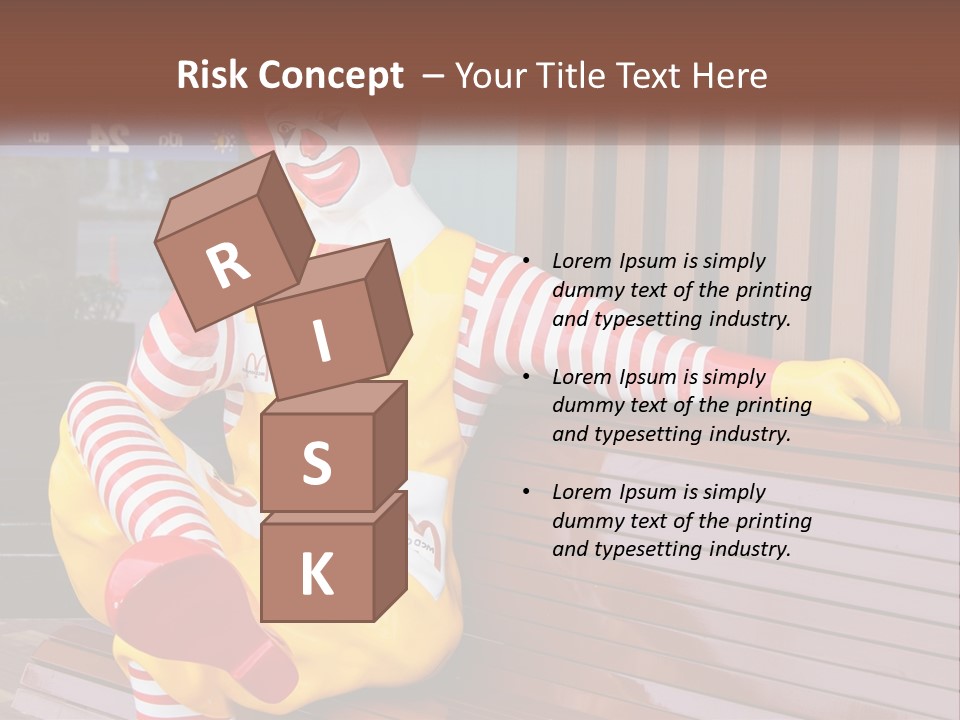 A Clown Sitting On A Bench In Front Of A Building PowerPoint Template