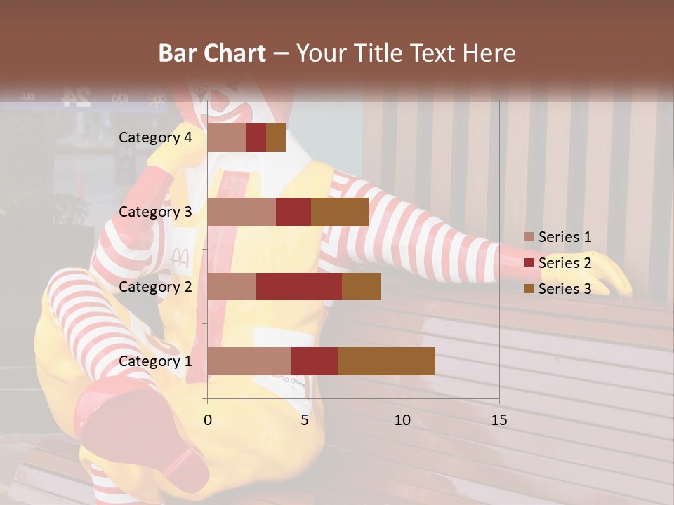 A Clown Sitting On A Bench In Front Of A Building PowerPoint Template