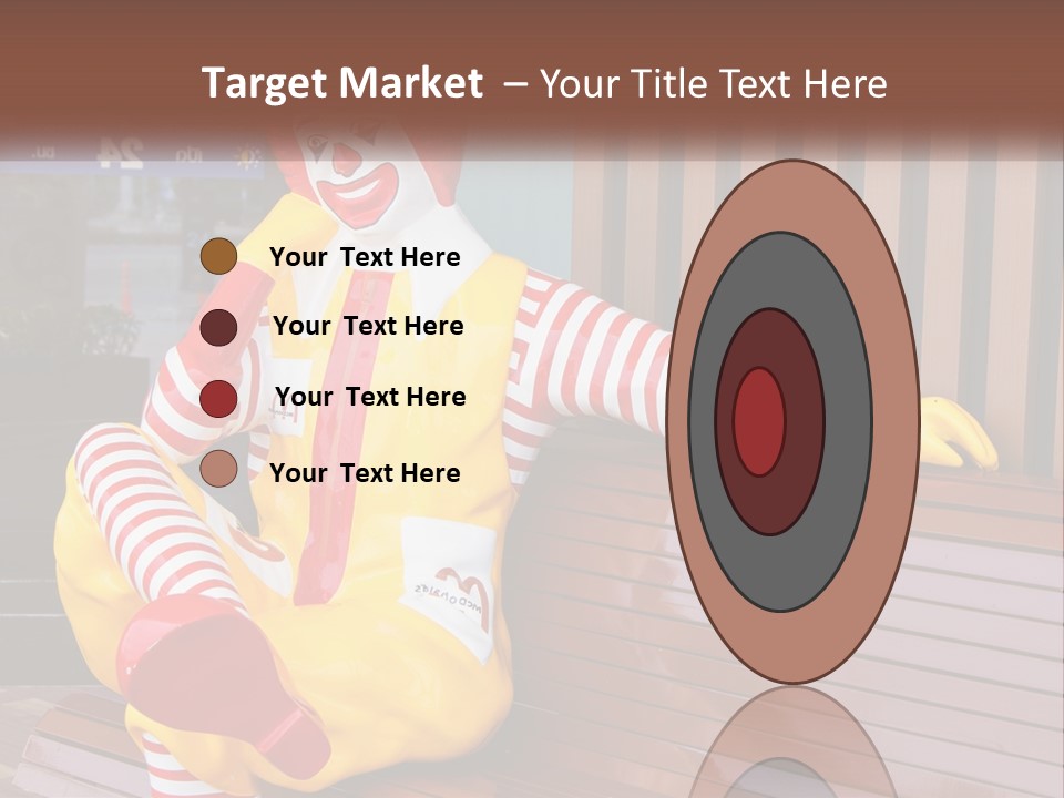 A Clown Sitting On A Bench In Front Of A Building PowerPoint Template
