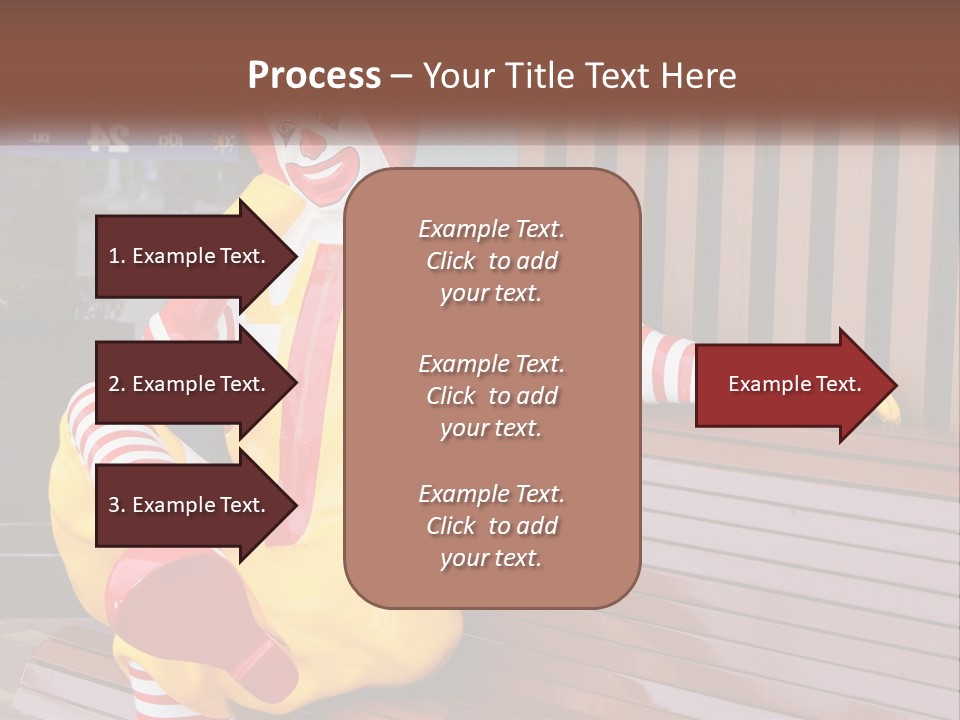 A Clown Sitting On A Bench In Front Of A Building PowerPoint Template