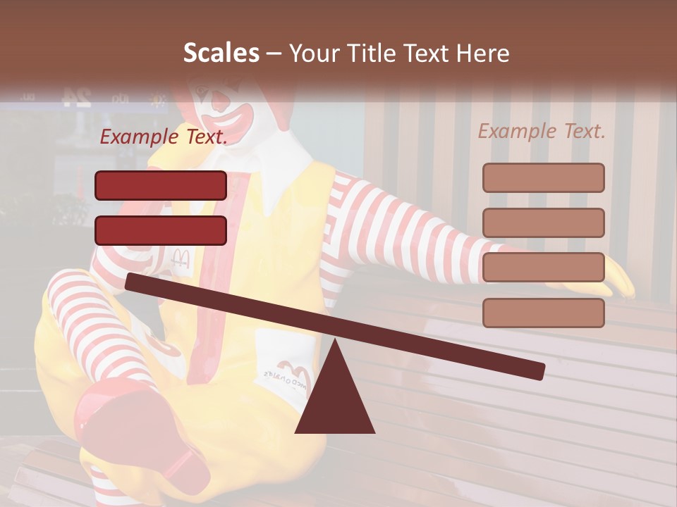 A Clown Sitting On A Bench In Front Of A Building PowerPoint Template