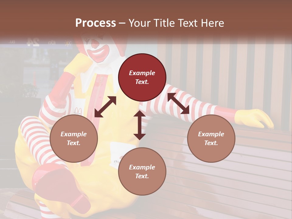 A Clown Sitting On A Bench In Front Of A Building PowerPoint Template