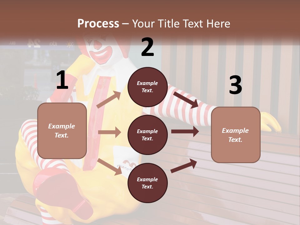 A Clown Sitting On A Bench In Front Of A Building PowerPoint Template