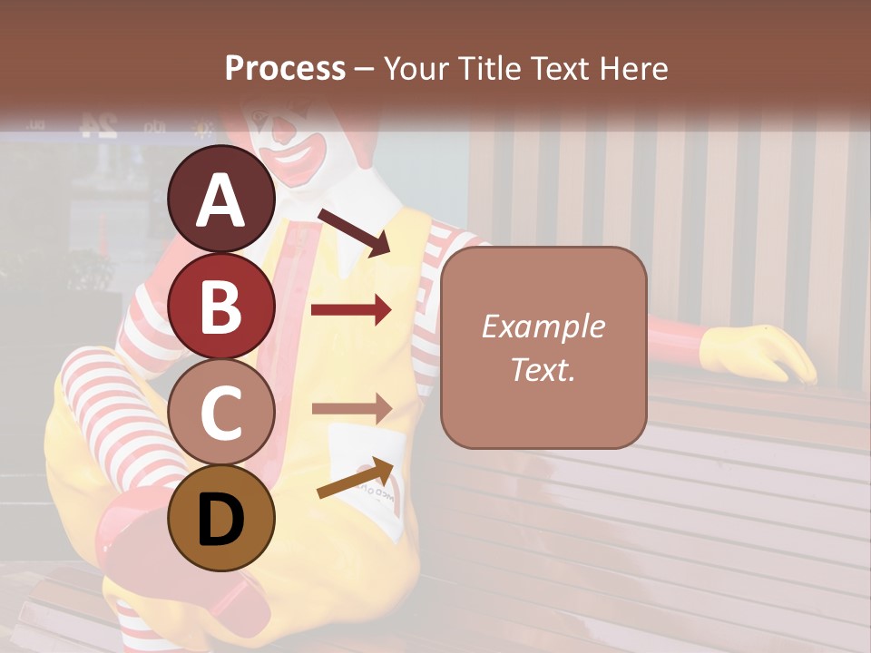 A Clown Sitting On A Bench In Front Of A Building PowerPoint Template