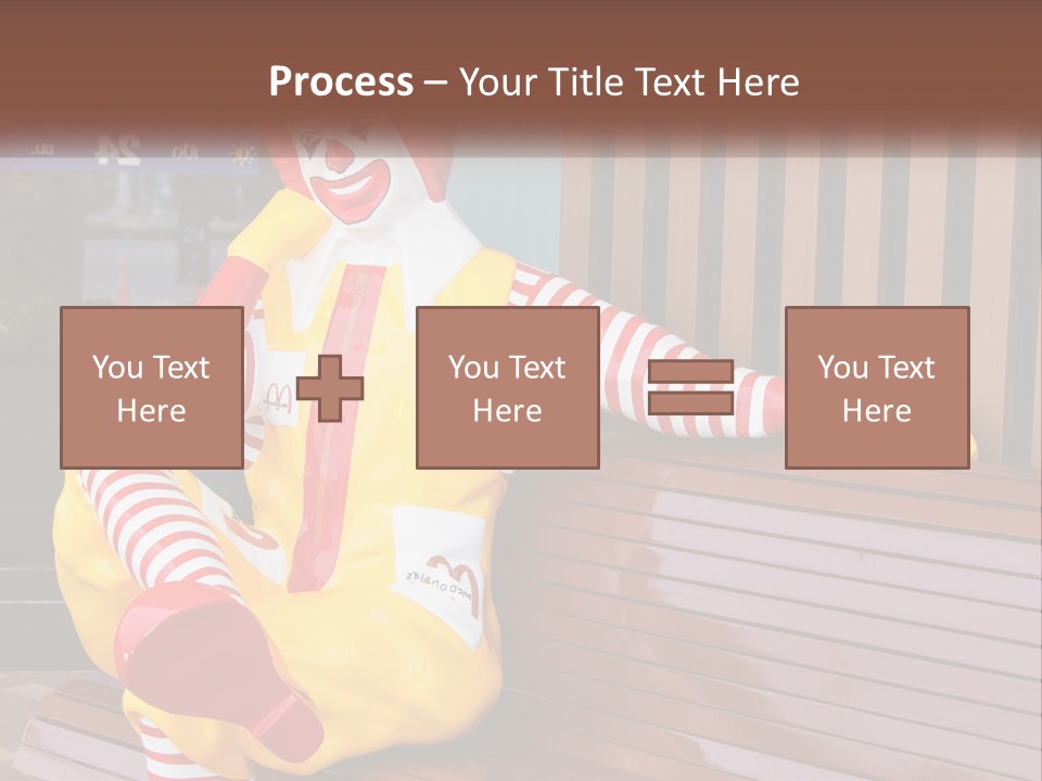 A Clown Sitting On A Bench In Front Of A Building PowerPoint Template