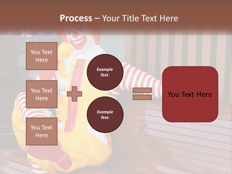 A Clown Sitting On A Bench In Front Of A Building PowerPoint Template