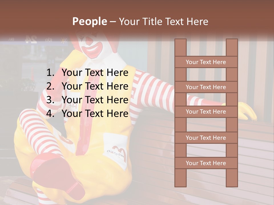 A Clown Sitting On A Bench In Front Of A Building PowerPoint Template