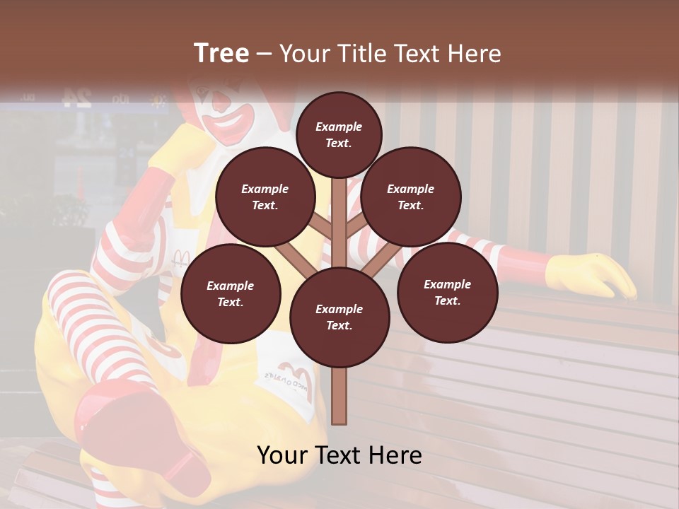 A Clown Sitting On A Bench In Front Of A Building PowerPoint Template