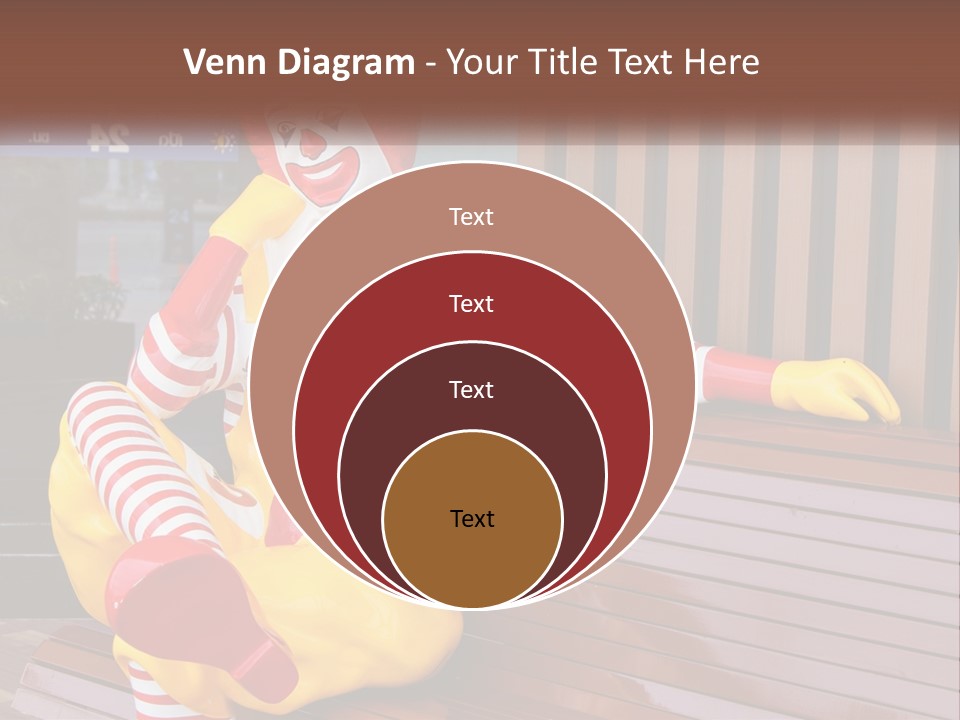A Clown Sitting On A Bench In Front Of A Building PowerPoint Template