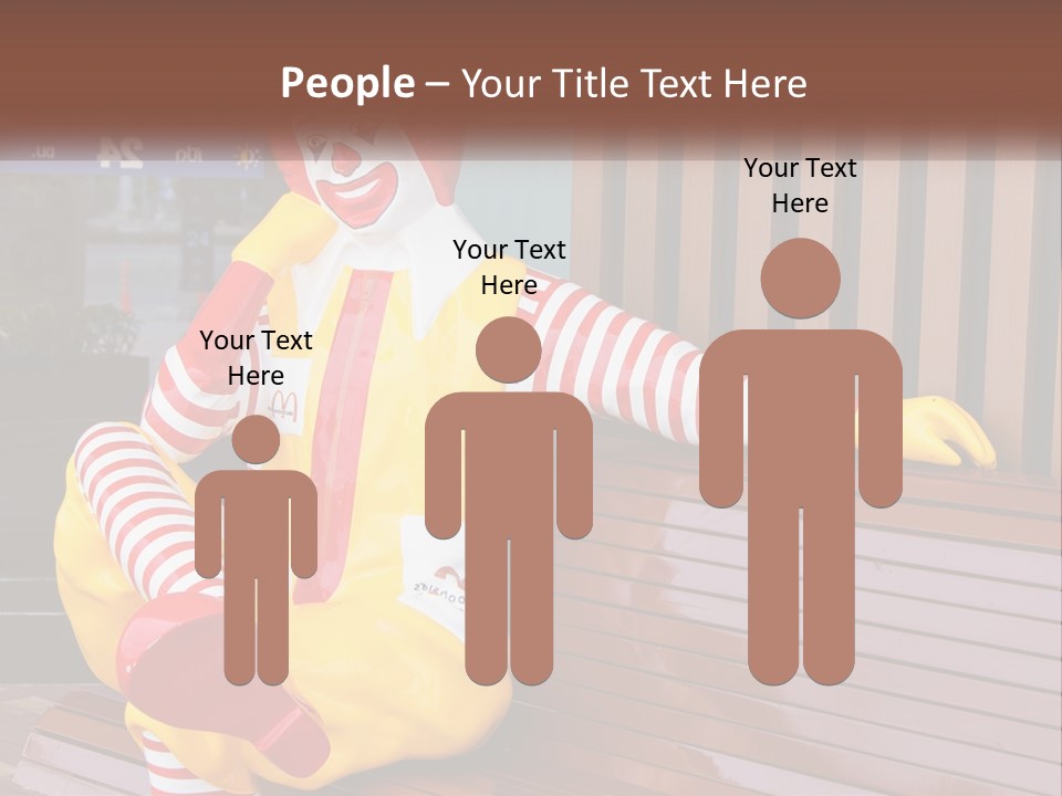 A Clown Sitting On A Bench In Front Of A Building PowerPoint Template