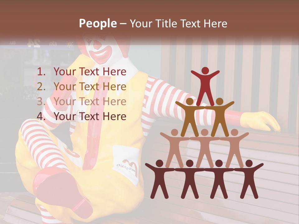 A Clown Sitting On A Bench In Front Of A Building PowerPoint Template