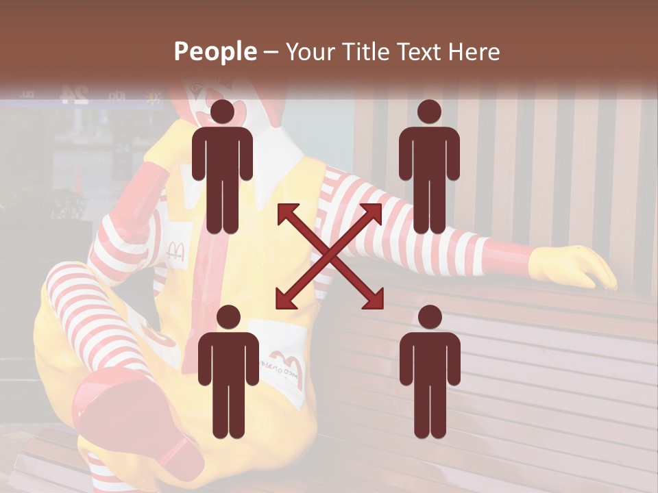 A Clown Sitting On A Bench In Front Of A Building PowerPoint Template