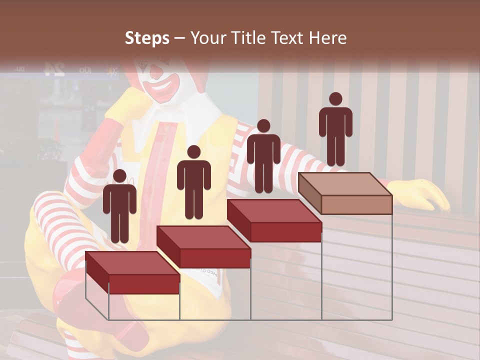 A Clown Sitting On A Bench In Front Of A Building PowerPoint Template