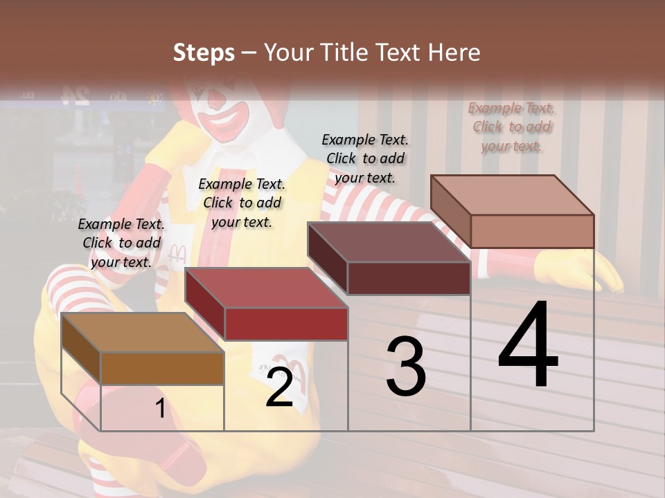 A Clown Sitting On A Bench In Front Of A Building PowerPoint Template