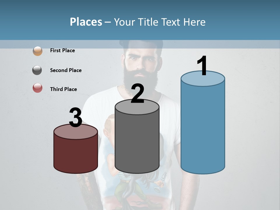 A Man With A Beard Standing In Front Of A Wall PowerPoint Template