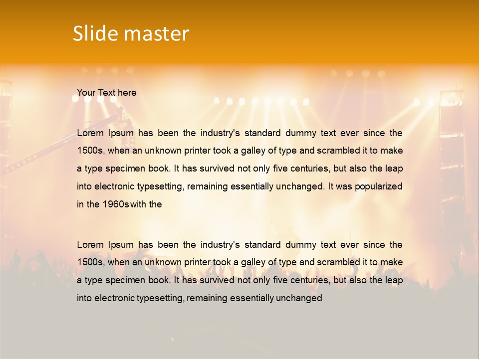 A Concert Stage With A Lot Of Lights On It PowerPoint Template