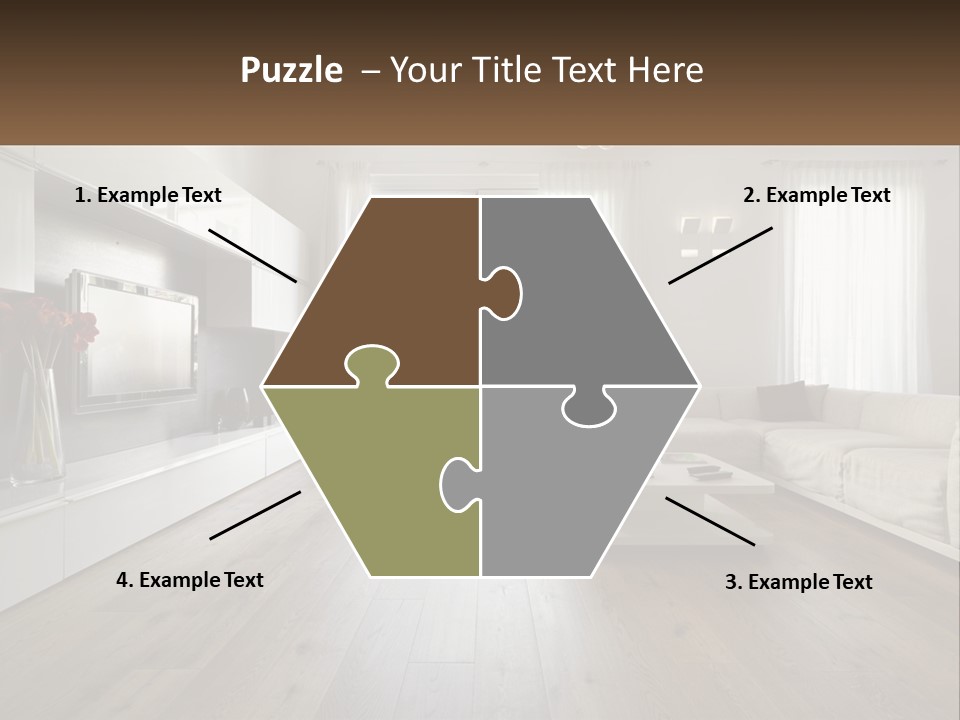 A Living Room With A Large White Couch PowerPoint Template