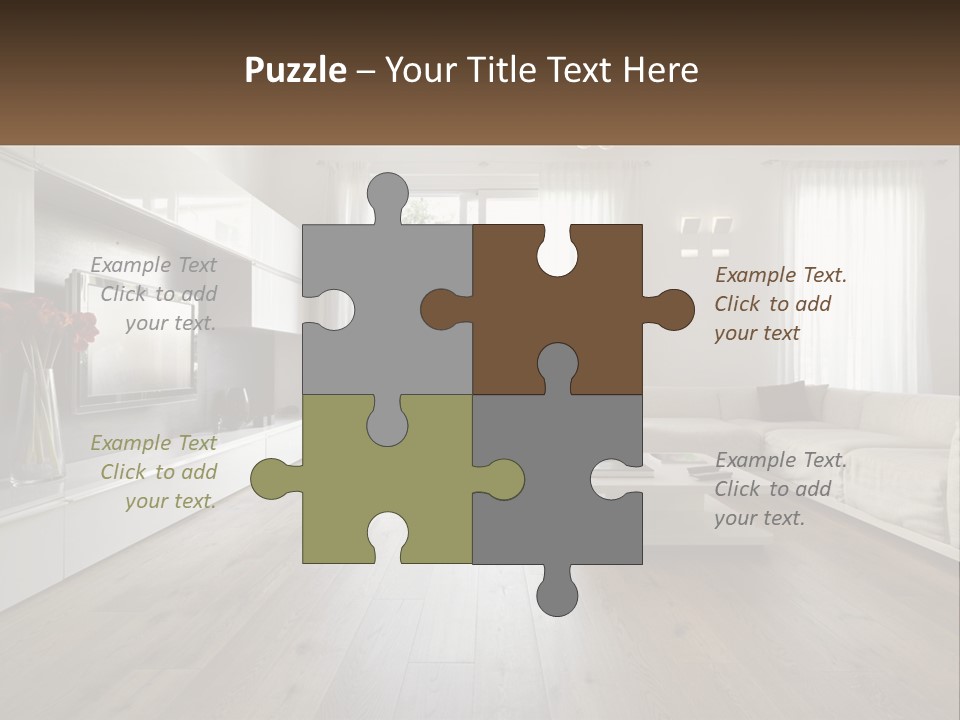 A Living Room With A Large White Couch PowerPoint Template