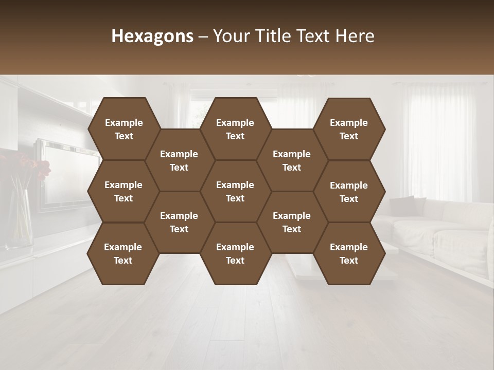 A Living Room With A Large White Couch PowerPoint Template