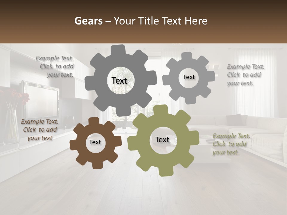 A Living Room With A Large White Couch PowerPoint Template