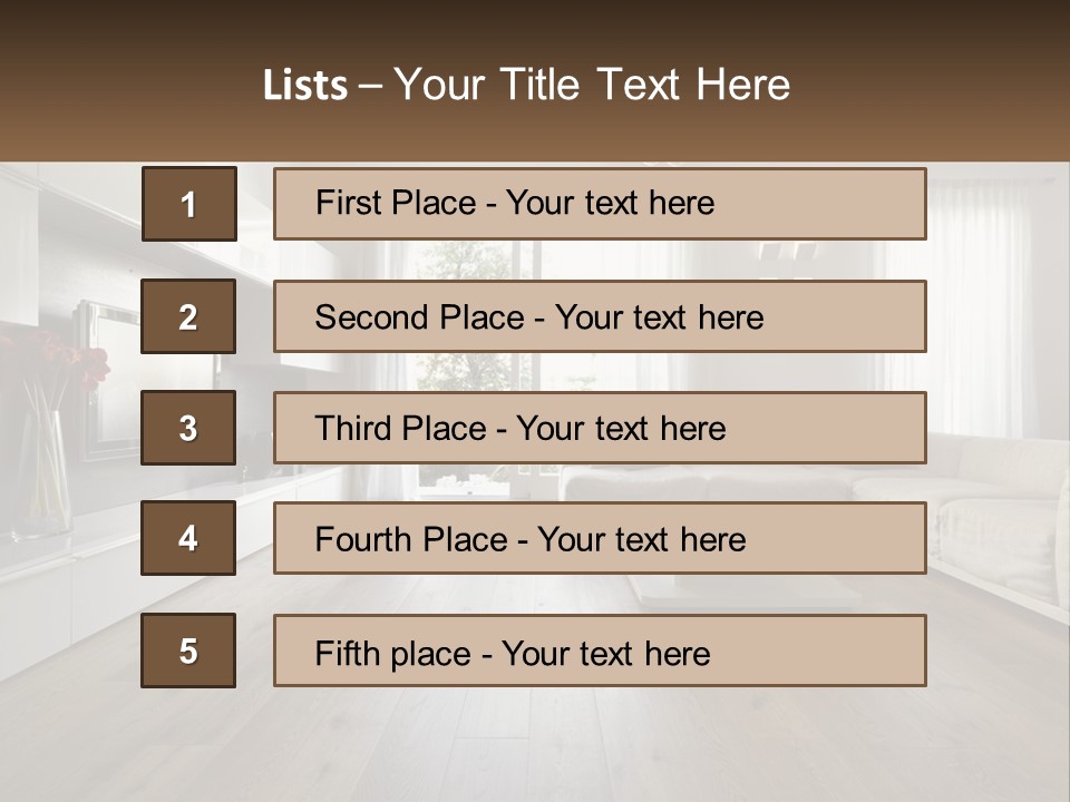 A Living Room With A Large White Couch PowerPoint Template