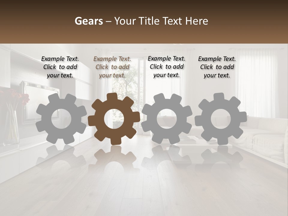 A Living Room With A Large White Couch PowerPoint Template