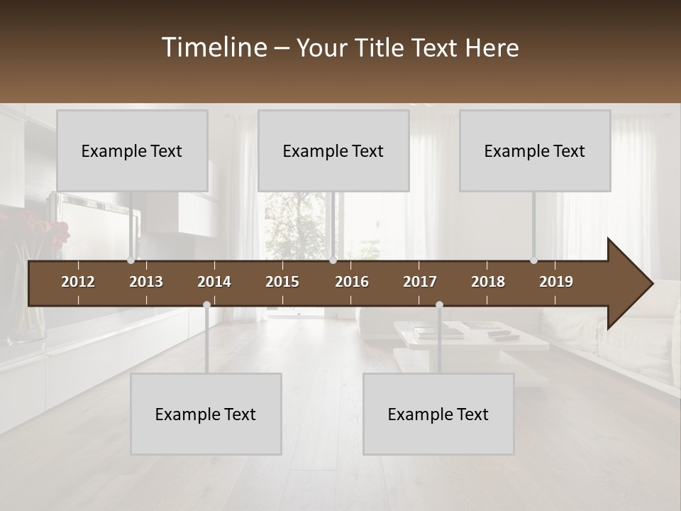 A Living Room With A Large White Couch PowerPoint Template