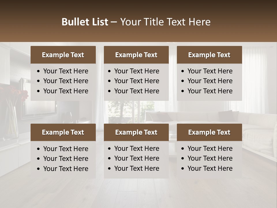 A Living Room With A Large White Couch PowerPoint Template