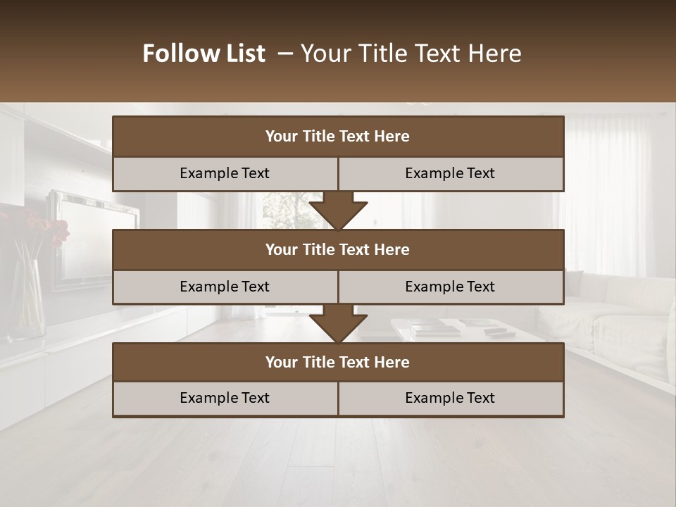 A Living Room With A Large White Couch PowerPoint Template