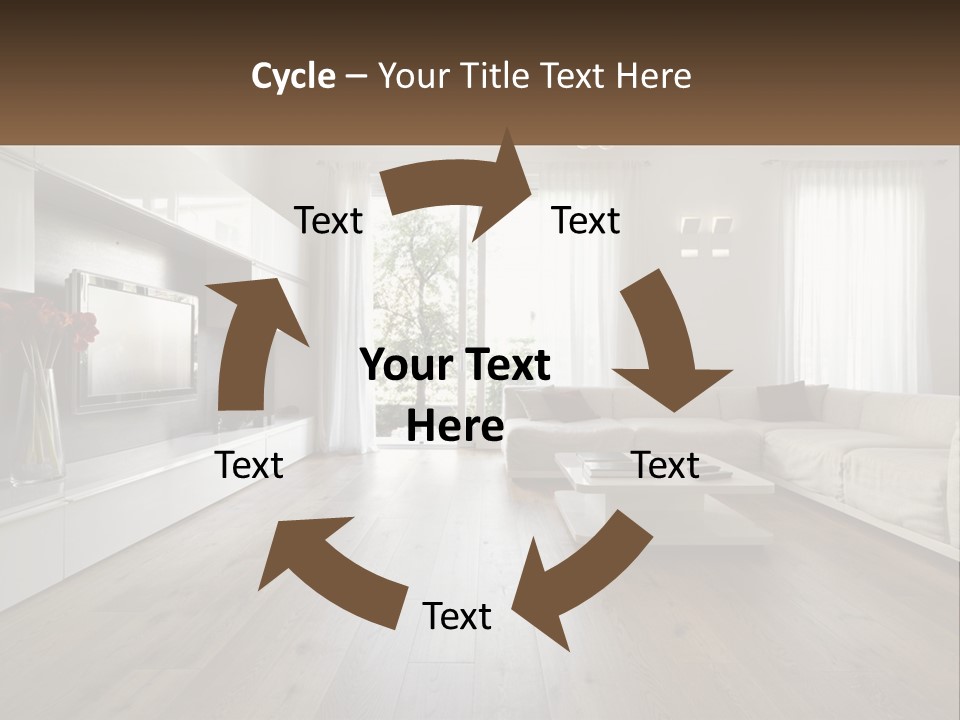 A Living Room With A Large White Couch PowerPoint Template