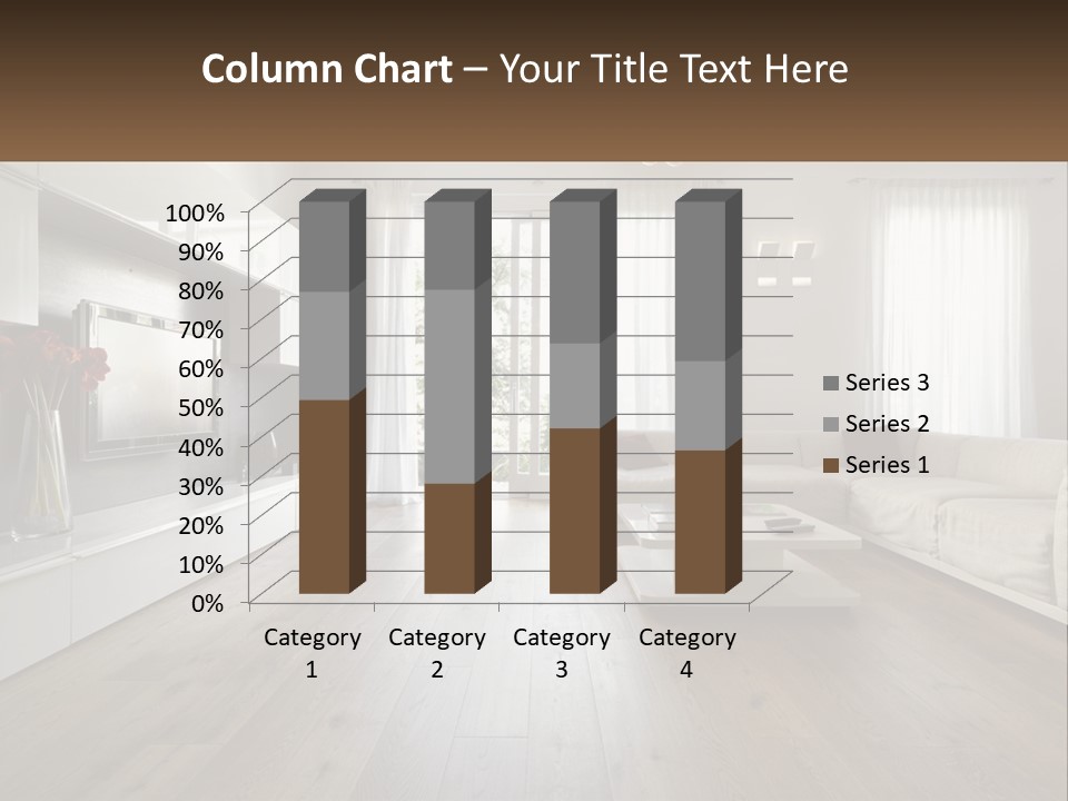 A Living Room With A Large White Couch PowerPoint Template