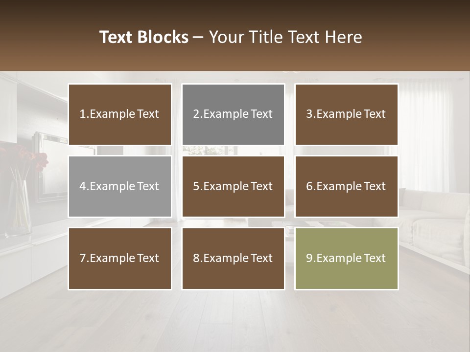 A Living Room With A Large White Couch PowerPoint Template