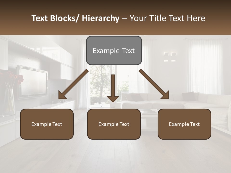 A Living Room With A Large White Couch PowerPoint Template
